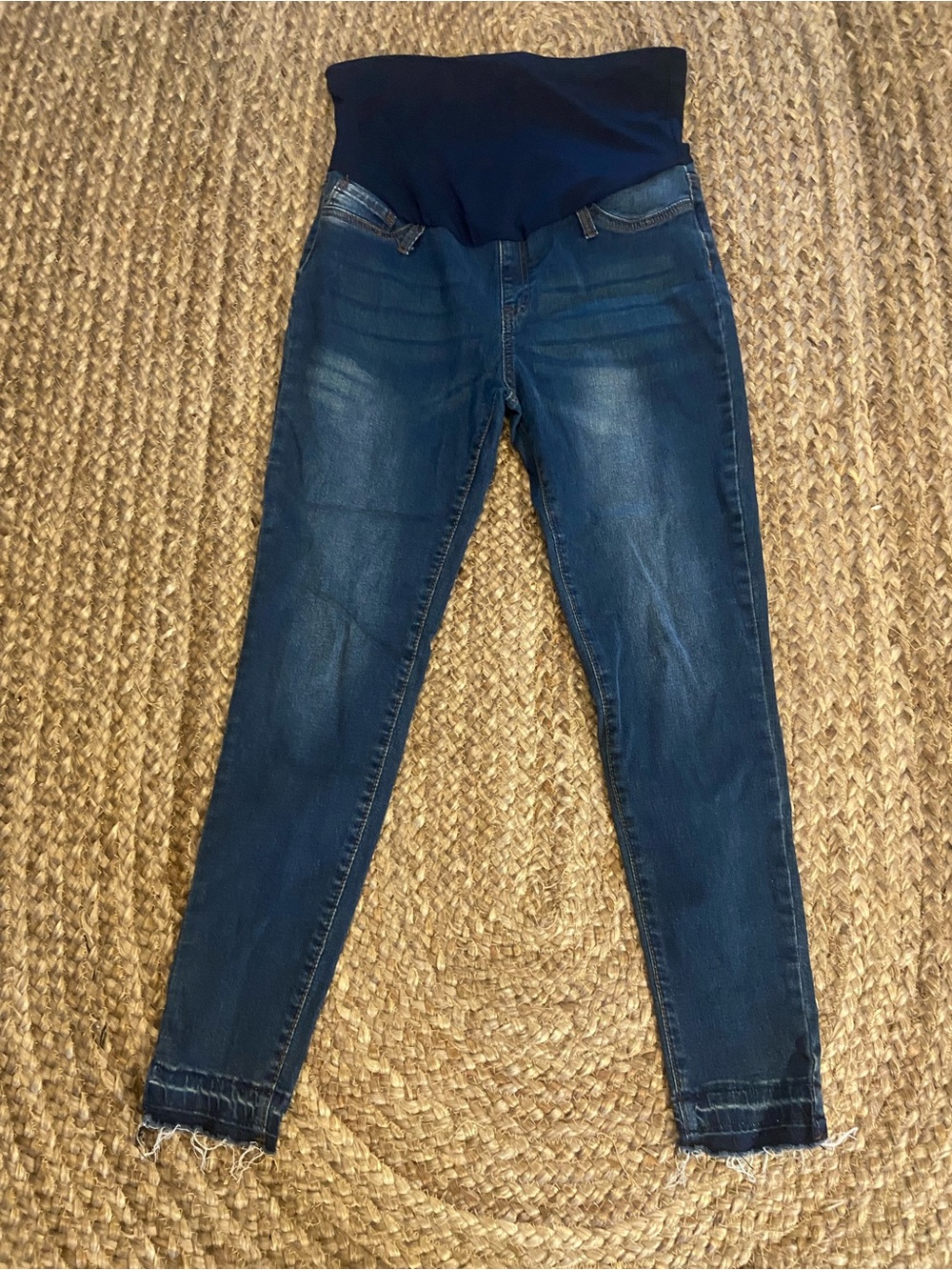 Dark Blue Maternity Jeggings with Navy Belly Panel